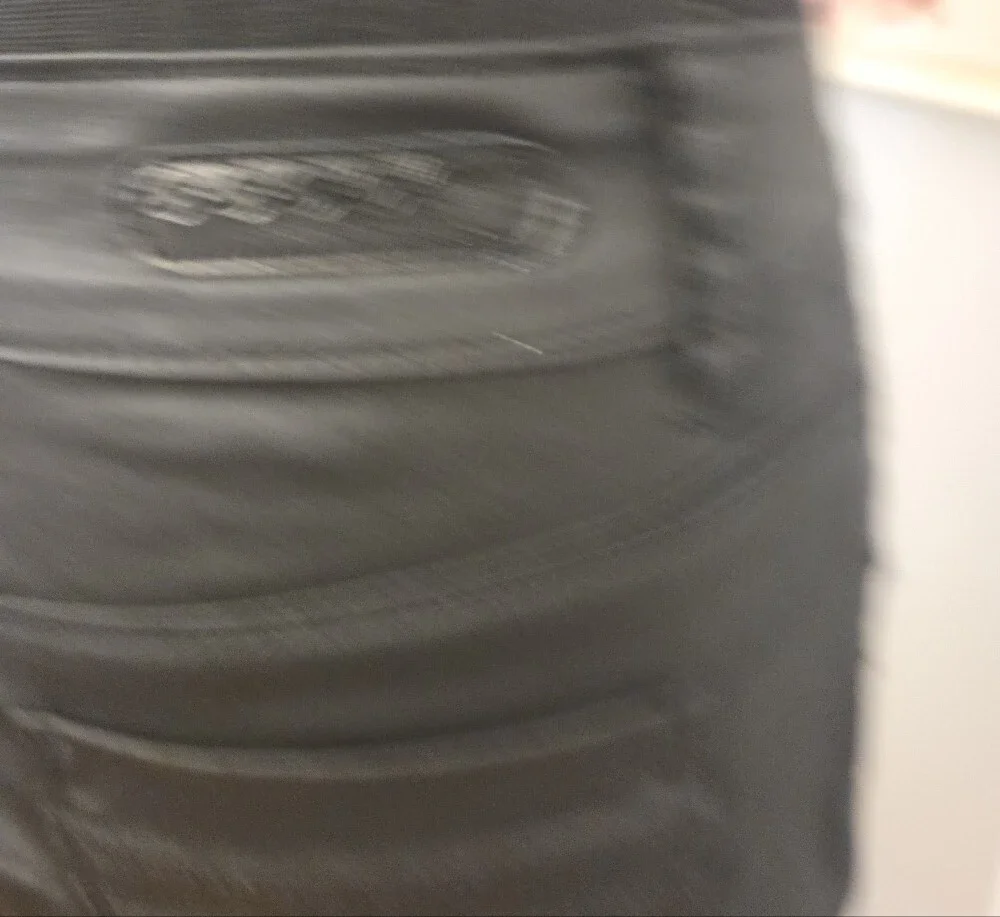 Black Waxed Fabric Pencil Skirt - Women